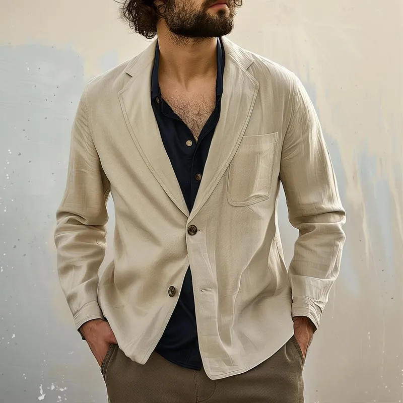 Men's Solid Color Notch Lapel Two Buttons Casual Blazer 26498451Z sold by Manly product image thumbnail 2