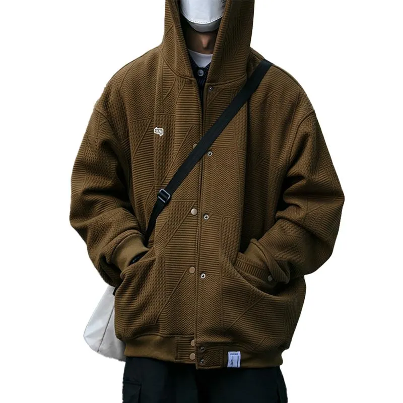 Men's Vintage Texture Solid Color Hooded Jacket 97664939X sold by Manly