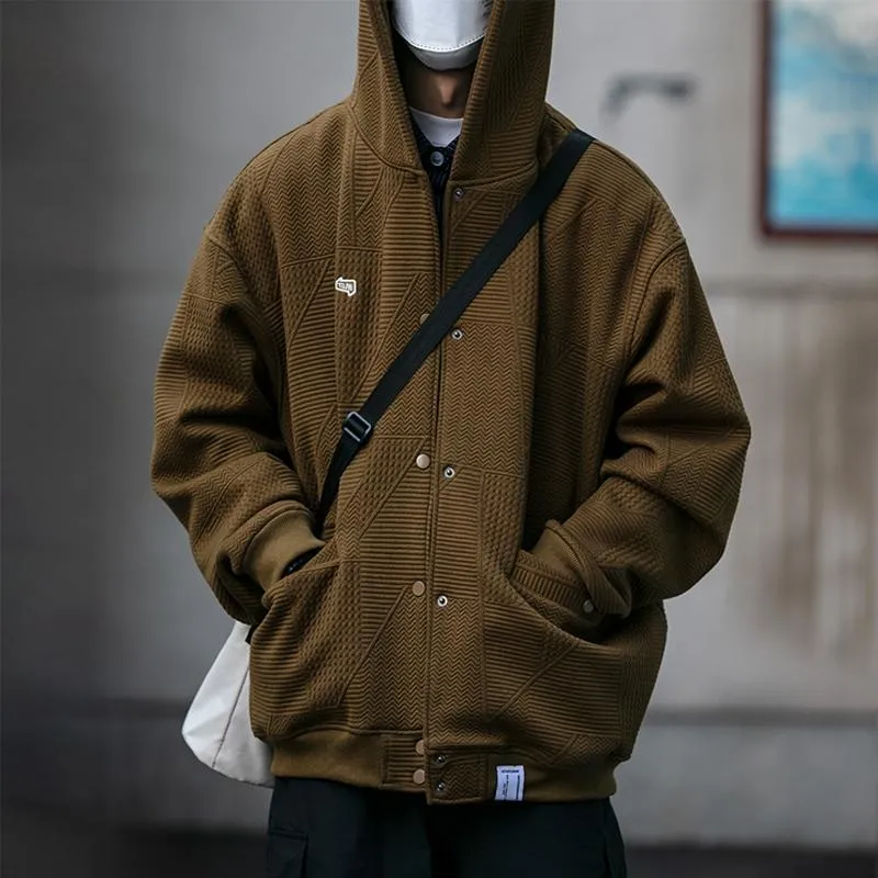 Men's Vintage Texture Solid Color Hooded Jacket 97664939X sold by Manly product image thumbnail 2