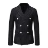 Men's Casual Striped Lapel Double Breasted Blazer 87149628M sold by Manly