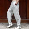 Men's Solid Color Cotton And Linen Loose With Belt Trousers 24480296Z sold by Manly