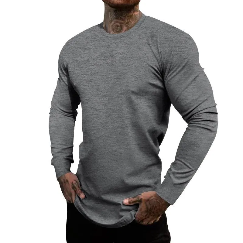 Men's Casual Cotton Blended Round Neck Slim Fit Long Sleeve T-Shirt 69570431M sold by Manly