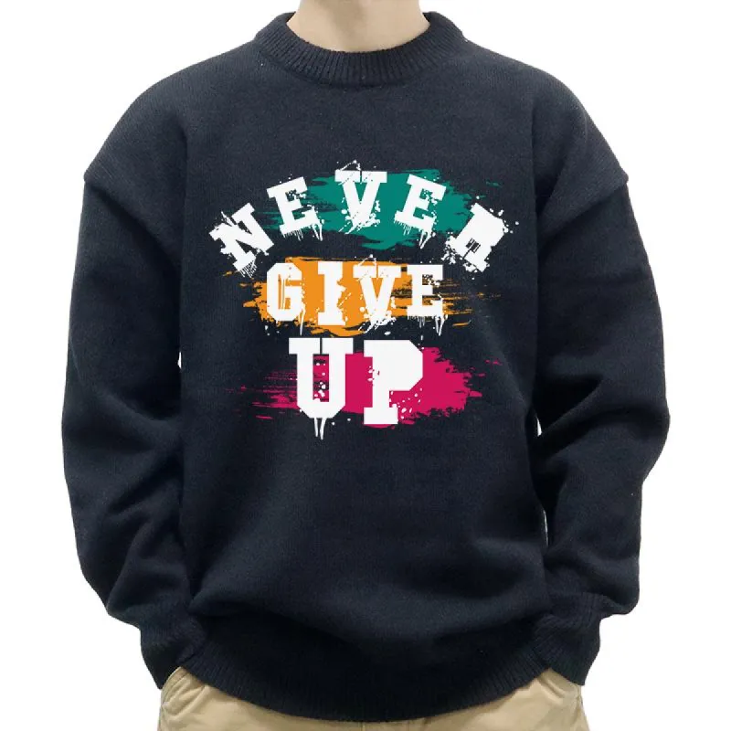 Men's Casual Letters Print Round Neck Long Sleeve Pullover Sweater 59886647M sold by Manly