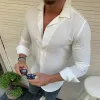 Men's Vintage Solid Color Lapel Long Sleeve Shirt 64995460Y sold by Manly
