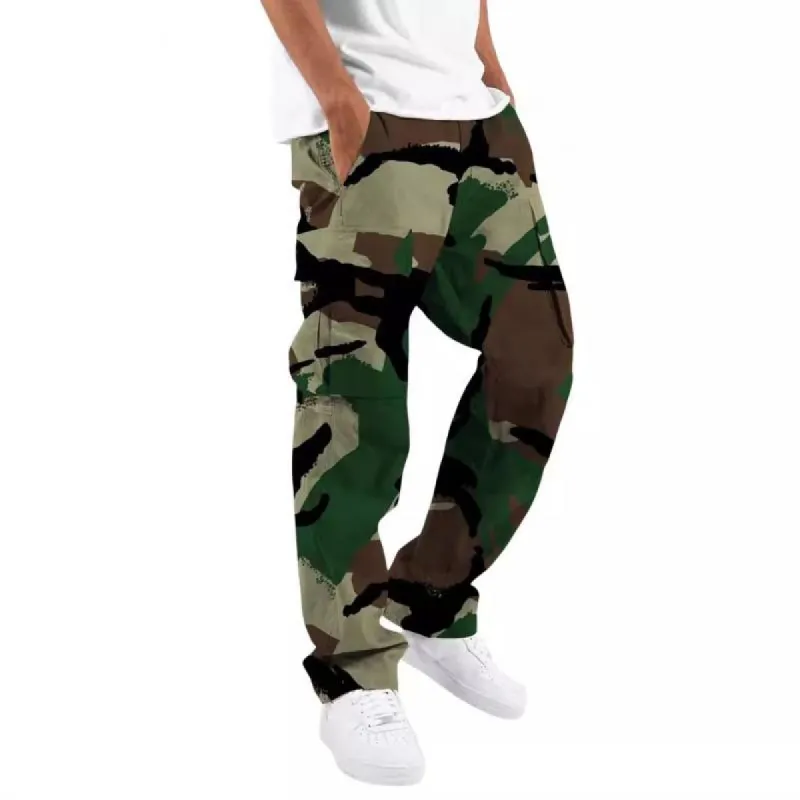 Men's Camouflage Loose Multi-pocket Cargo Pants 63592221Z sold by Manly