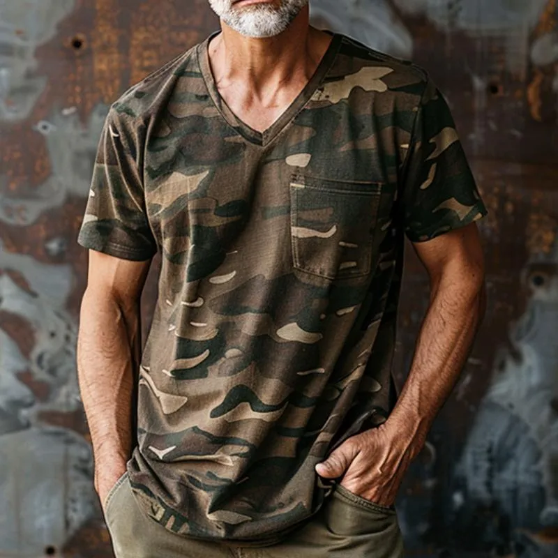 Men's Retro Camo V-Neck Short Sleeve T-Shirt 73326722X sold by Manly product image thumbnail 4