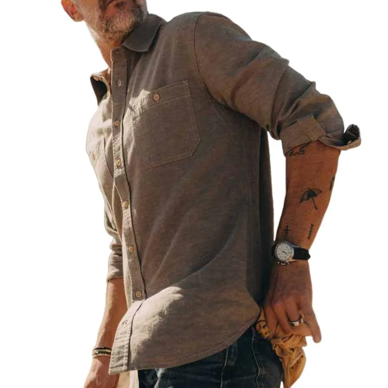 Men's Vintage Cotton Blend Slim Fit Long Sleeve Cargo Shirt 25488577M sold by Manly