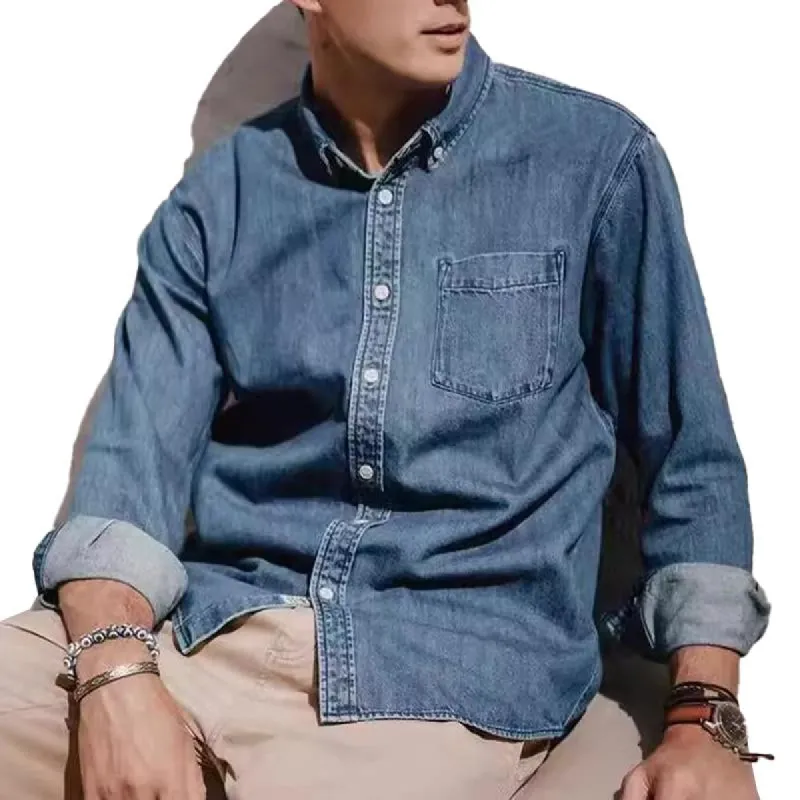 Men's Solid Button Casual Denim Shirt 30540218X sold by Manly