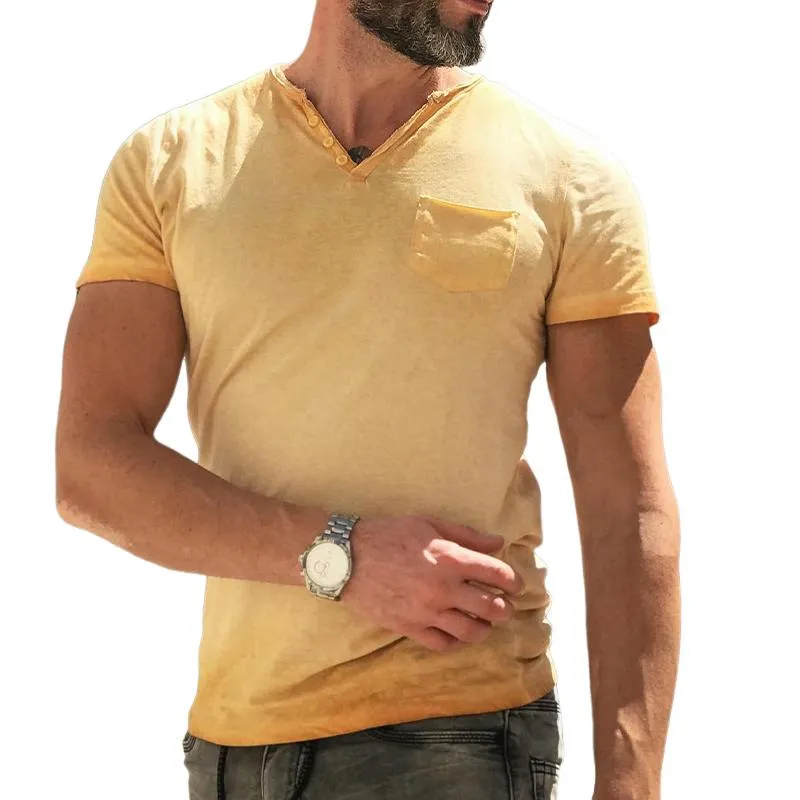 Men's Distressed V-Neck Short Sleeve T-Shirt 34937433X sold by Manly
