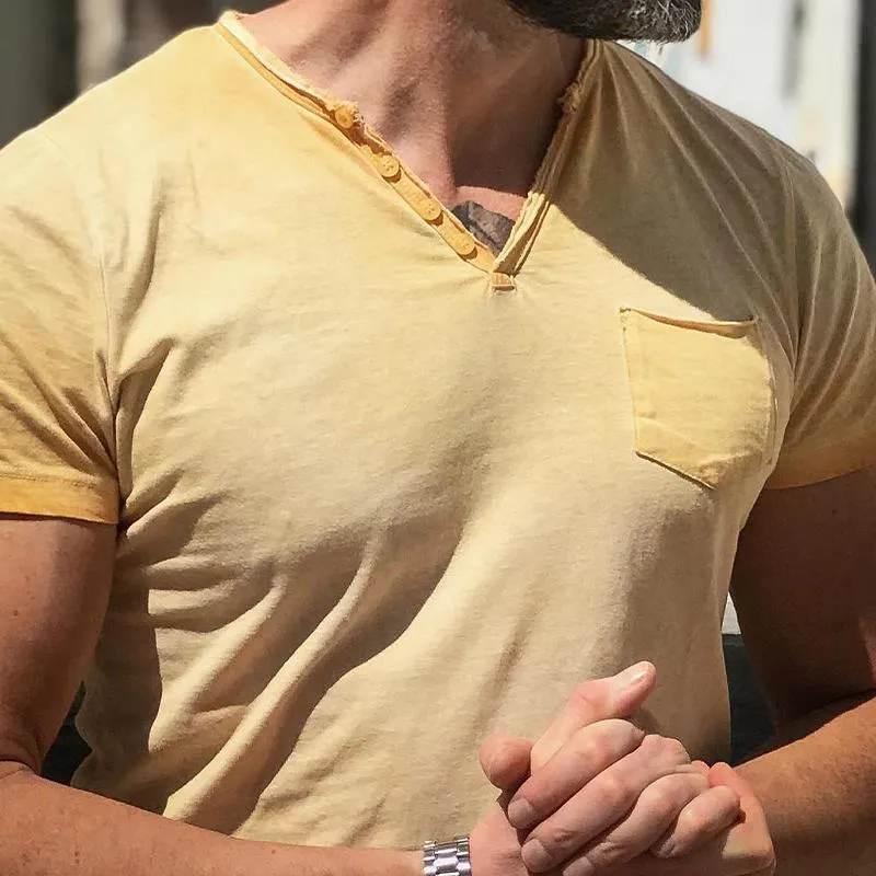 Men's Distressed V-Neck Short Sleeve T-Shirt 34937433X sold by Manly product image thumbnail 3