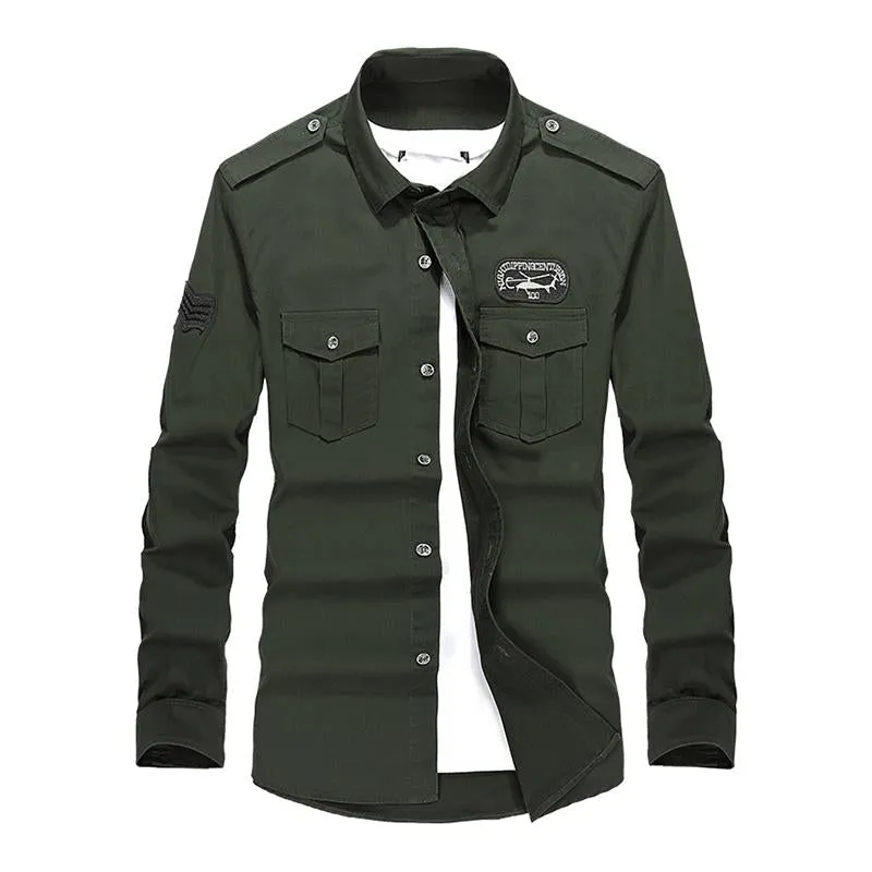 Men's Casual Cotton Patch Slim Fit Lapel Long Sleeve Shirt 54187462M sold by Manly product image thumbnail 3