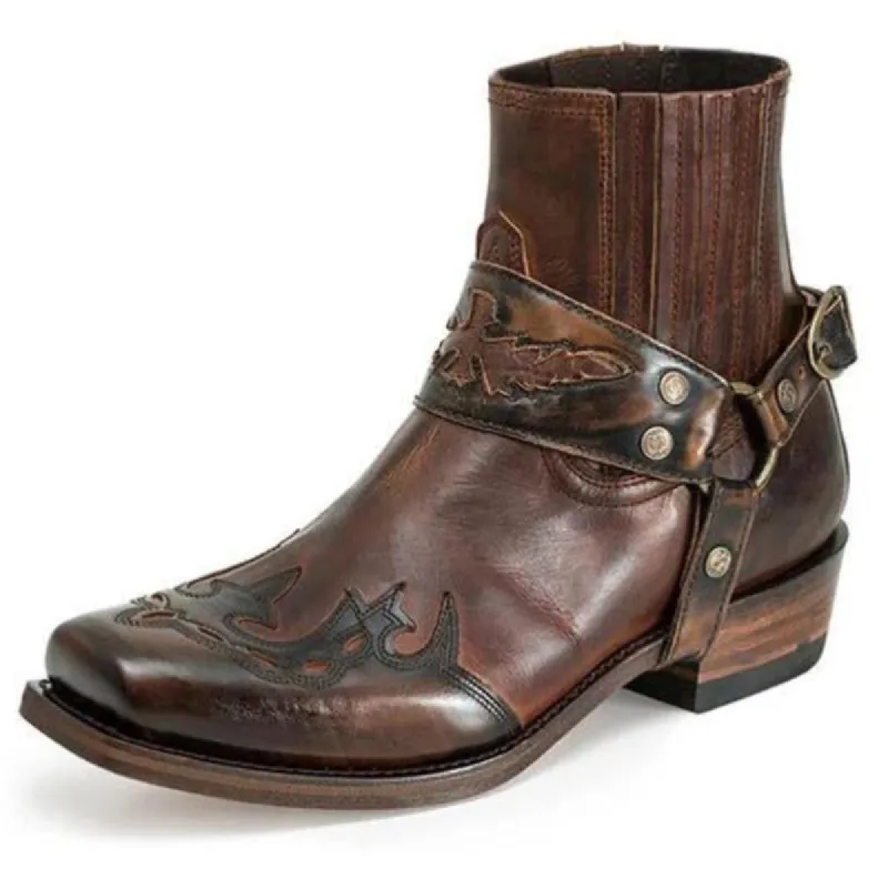 Men's Vintage Burnt Low Heel Rider Boots 93443717TO sold by Manly