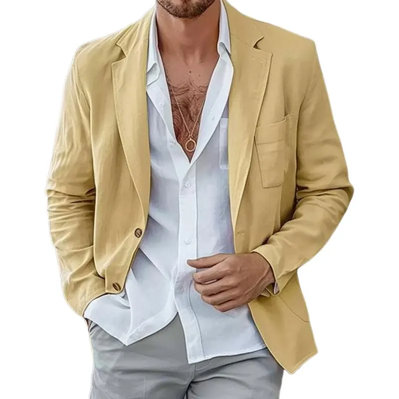 Men's Cotton and Linen Casual Multi-pocket Blazer 01156967X sold by Manly