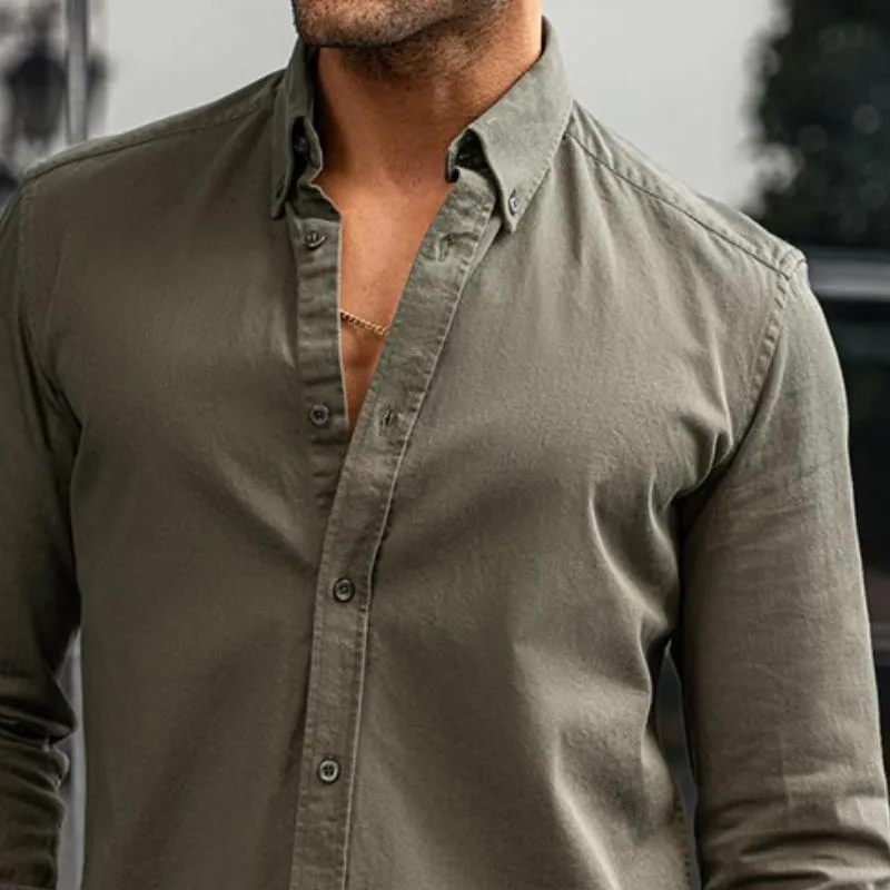 Men's Retro Casual Solid Color Lapel Long Sleeve Shirt 56667273TO sold by Manly product image thumbnail 4