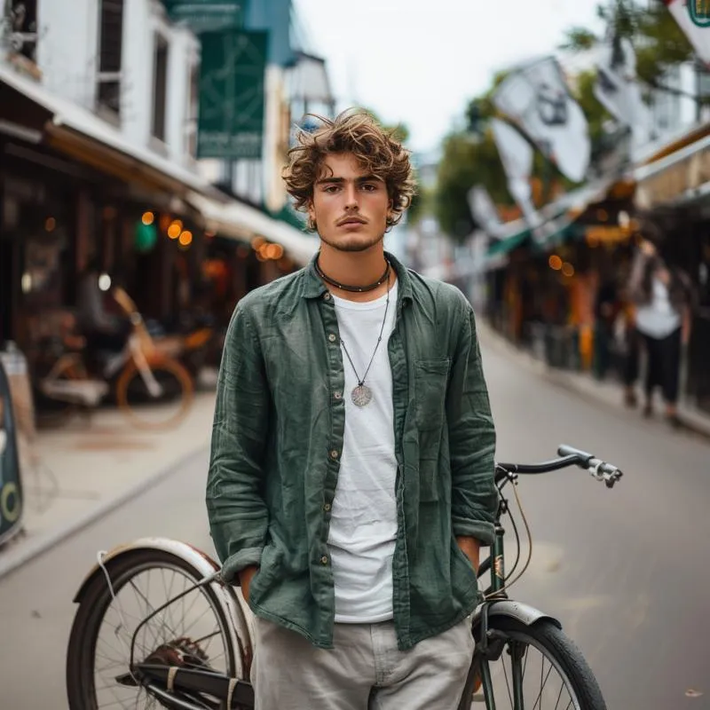 Men's Casual Cotton Linen Lapel Patch Pocket Loose Long Sleeve Shirt 01415333M sold by Manly product image thumbnail 4