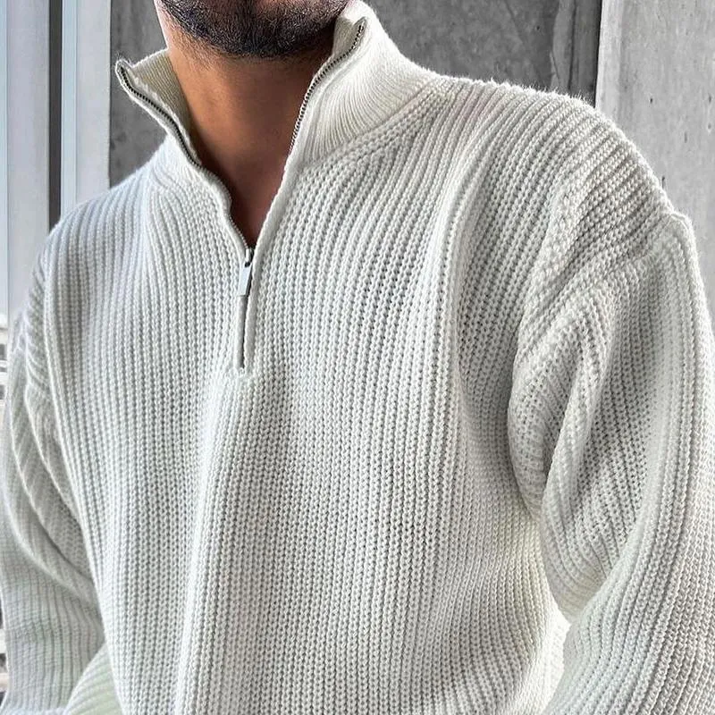 Men's Fashion Loose Solid Color Knitted Stand Collar Long Sleeve Sweater 69744070Z sold by Manly product image thumbnail 4
