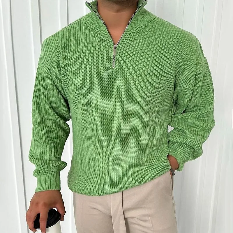 Men's Fashion Loose Solid Color Knitted Stand Collar Long Sleeve Sweater 69744070Z sold by Manly product image thumbnail 3