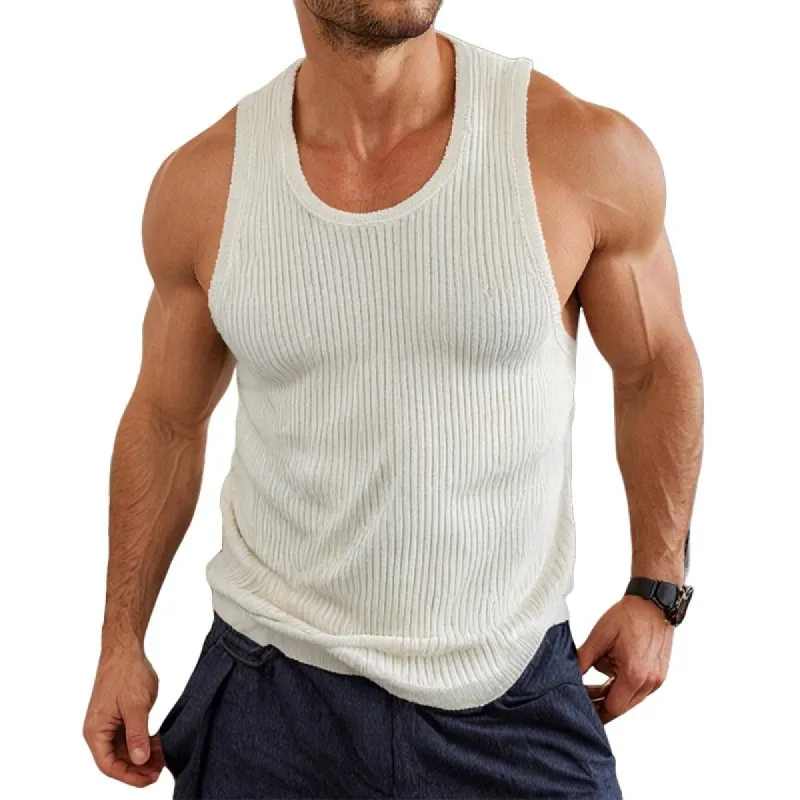Men's U-Neck Pit Article Fabrics Sleeveless Slim Fit Tank Top 97165299Y sold by Manly