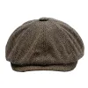 Men's British Vintage Herringbone Octagon Beret 27874947M sold by Manly
