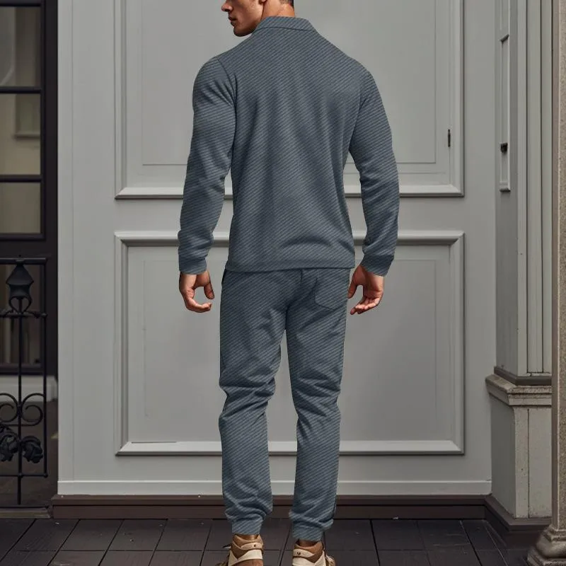 Men's Solid Color Chest Pocket Long Sleeve Jacket Trousers Set 28622406Y sold by Manly product image thumbnail 5