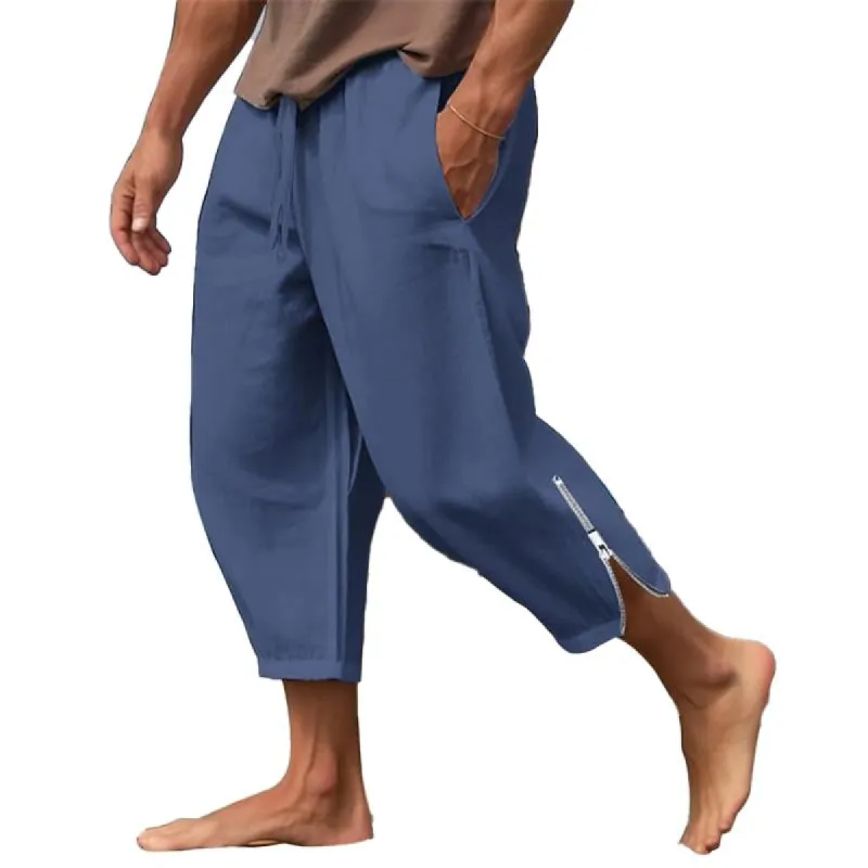 Men's Linen Drawstring Elastic Waist Solid Color Casual Pants 61029366X sold by Manly