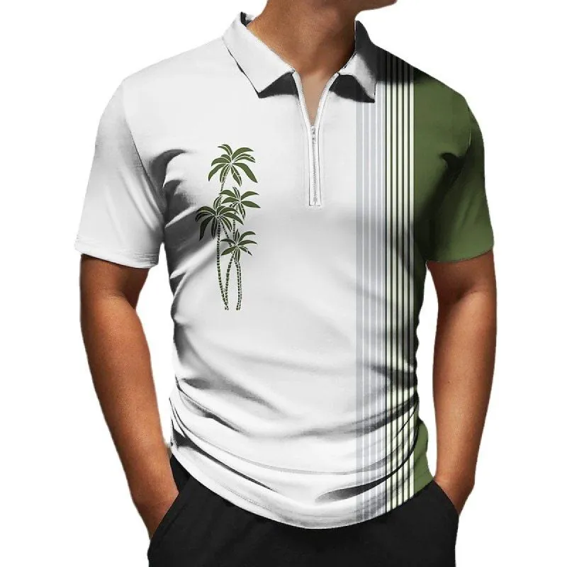 Men's Coconut Tree Print Short Sleeve POLO Shirt 55340020X sold by Manly