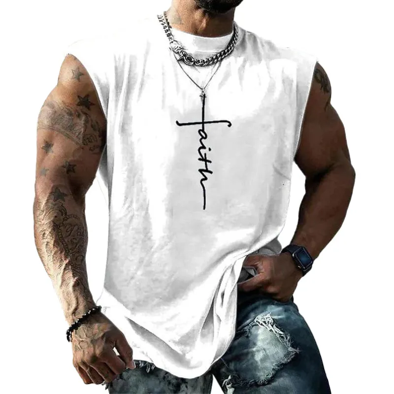 Men's Casual Letter Print Street Tank Top 75710771M sold by Manly