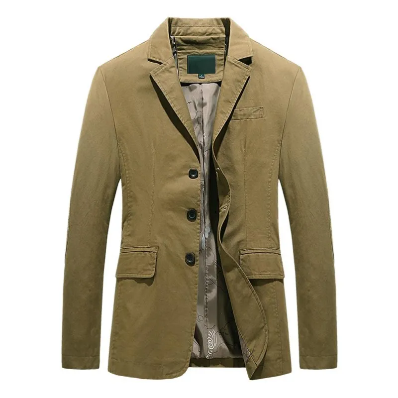 Men's Notch Lapel Single Breasted Multi-pocket Cotton Outdoor Casual Blazer 74299834Z sold by Manly