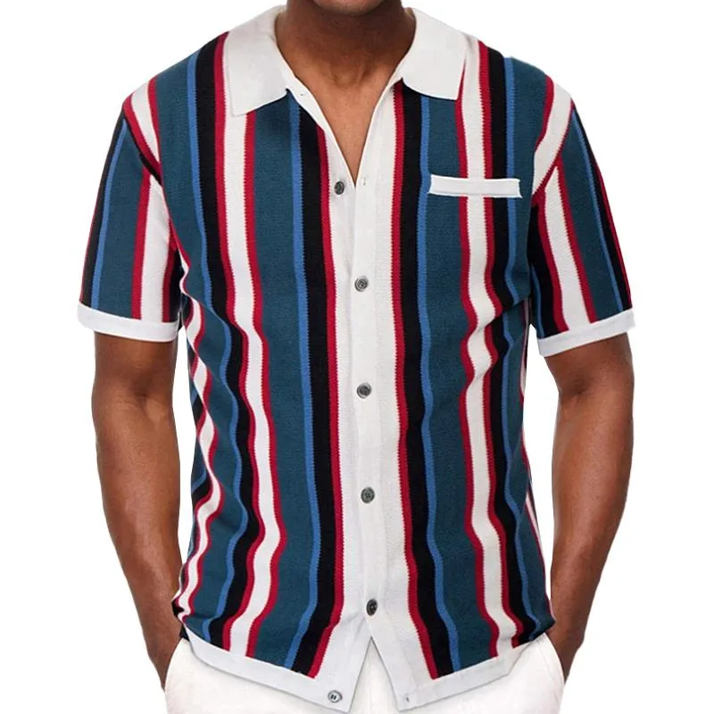 Men's Casual Striped Jacquard Knit Short Sleeve Polo Shirt 84873417M sold by Manly
