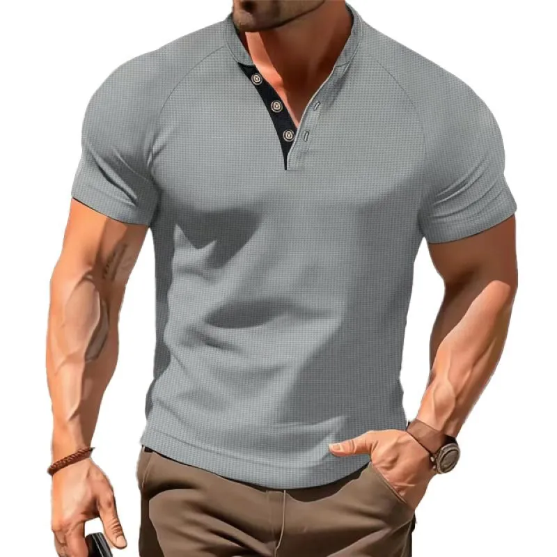 Men's Casual Solid Color Short-Sleeved Polo Shirt 72726239Y sold by Manly