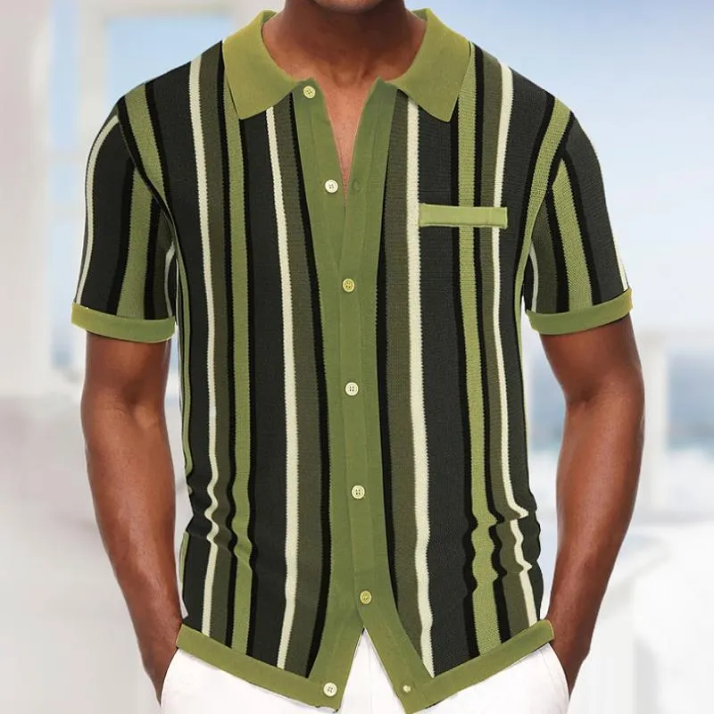 Men's Casual Striped Jacquard Knit Short Sleeve Polo Shirt 84873417M sold by Manly product image thumbnail 3
