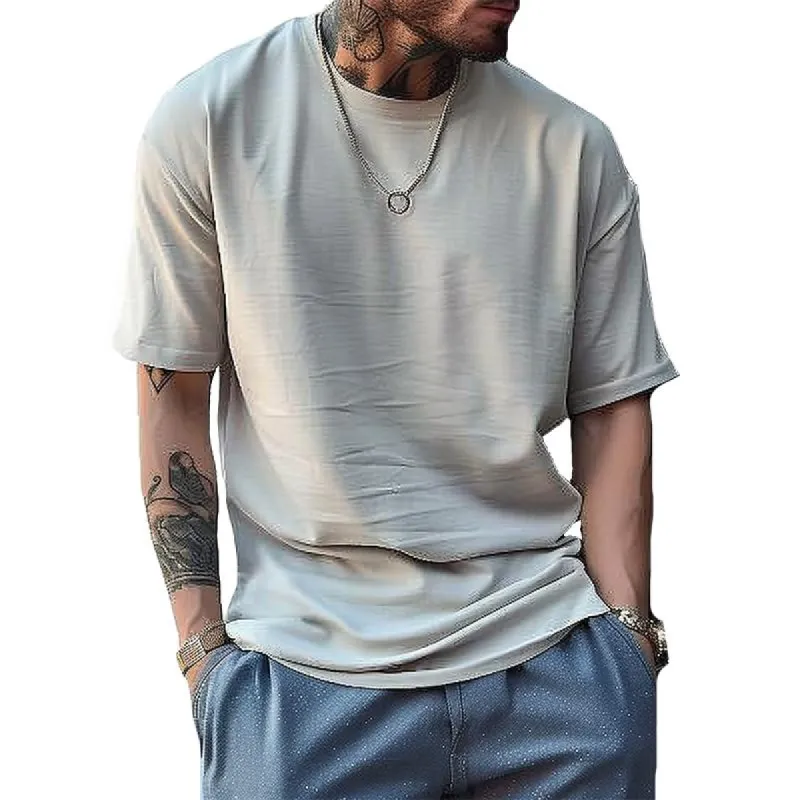 Men's Casual Solid Color Round Neck Short Sleeve T-Shirt 87619486TO sold by Manly