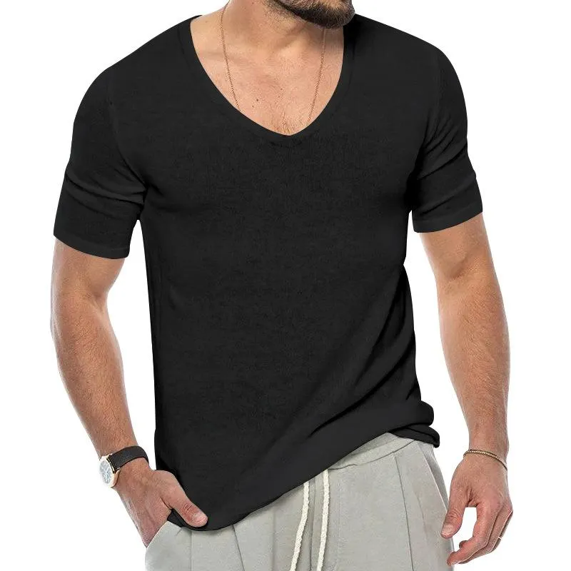 Men's Casual V-Neck Solid Color Short-Sleeve Slim Fit T-Shirt 07376666M sold by Manly product image thumbnail 5