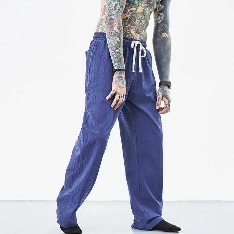 Men's Loose Cotton Linen Solid Color Drawstring Trousers 02079114Y sold by Manly product image thumbnail 3