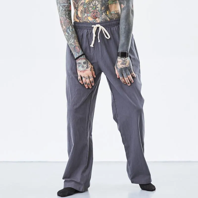 Men's Loose Cotton Linen Solid Color Drawstring Trousers 02079114Y sold by Manly product image thumbnail 2