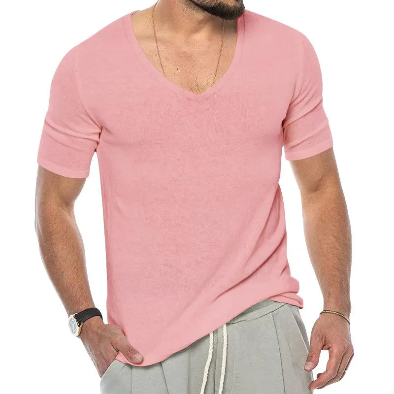 Men's Casual V-Neck Solid Color Short-Sleeve Slim Fit T-Shirt 07376666M sold by Manly product image thumbnail 4