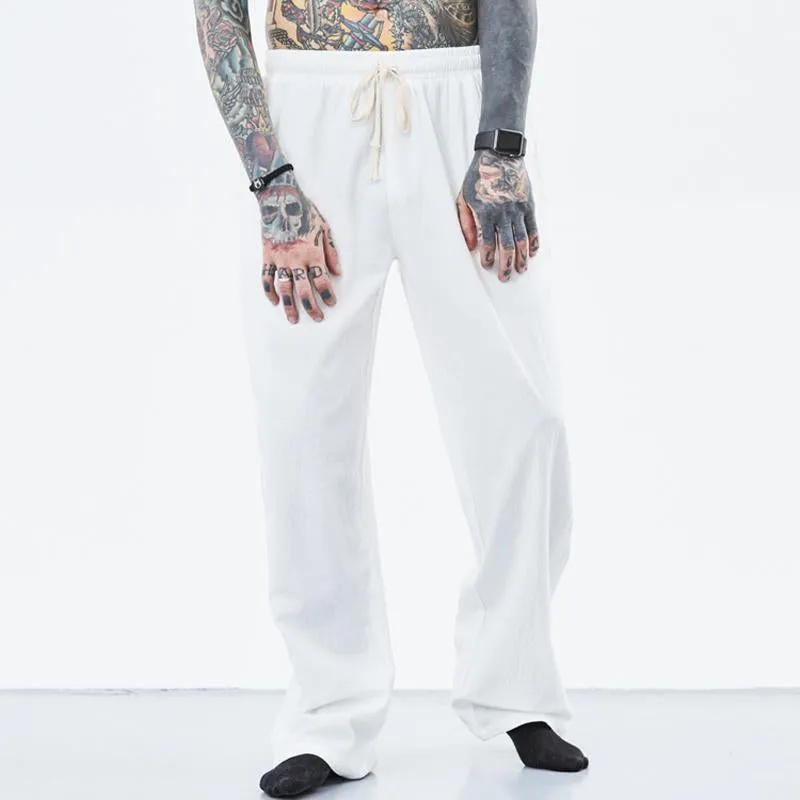 Men's Loose Cotton Linen Solid Color Drawstring Trousers 02079114Y sold by Manly product image thumbnail 5