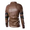 Men's Vintage Contrast Patchwork Lapel Multi-pocket Leather Jacket 16755981M sold by Manly