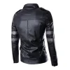 Men's Vintage Contrast Patchwork Lapel Multi-pocket Leather Jacket 16755981M sold by Manly