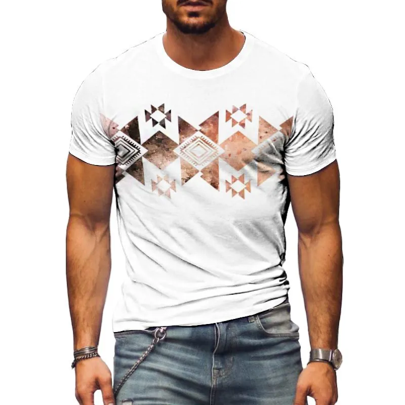 Men's Casual Ethnic Style Round Neck Short-sleeved T-shirt 69429841TO sold by Manly