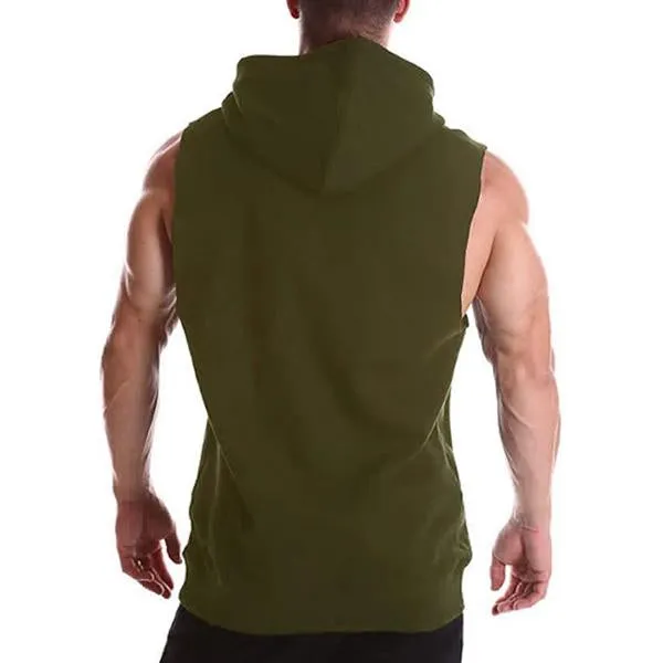 Men's Casual Hooded Solid Color Lace-Up Tank Top 44630439M sold by Manly product image thumbnail 4