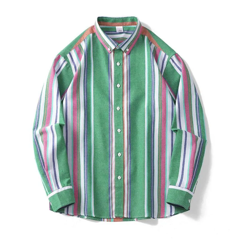 Men's Striped Lapel Long Sleeve Casual Shirt 70897091Z sold by Manly