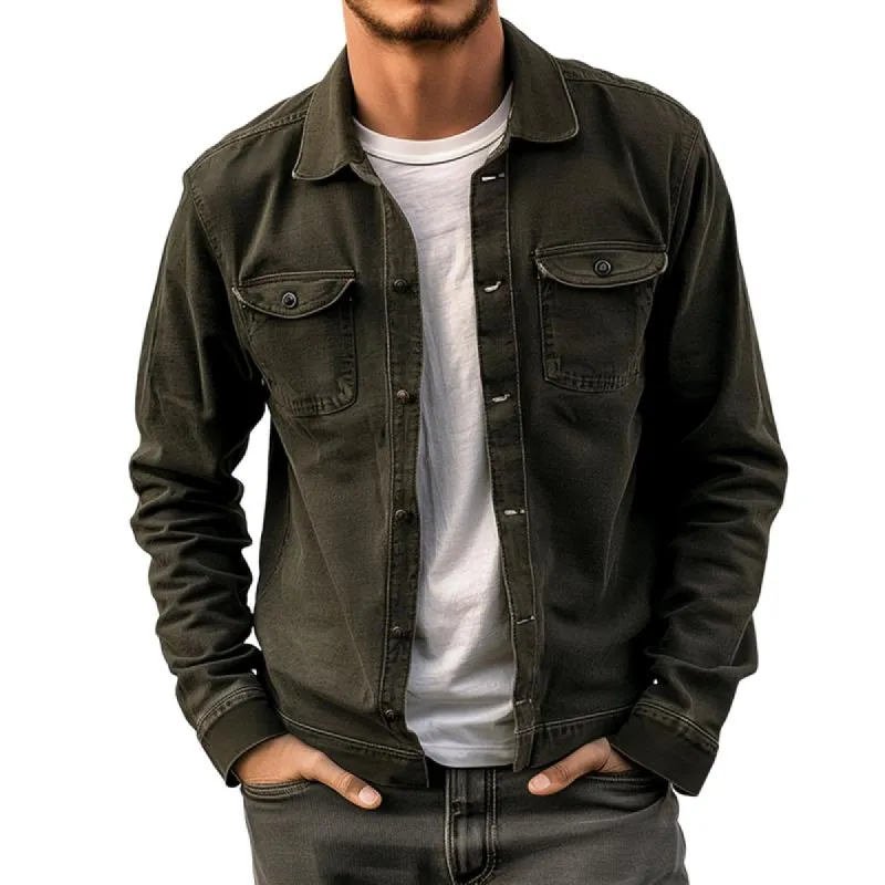 Men's Casual Retro Solid Color Lapel Jacket 80859007TO sold by Manly