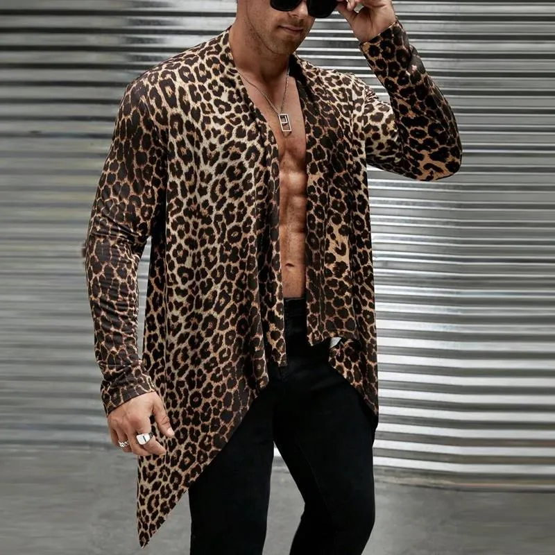 Men's Fashion Leopard Print Collarless Irregular Hem Cardigan 20266202M sold by Manly product image thumbnail 3