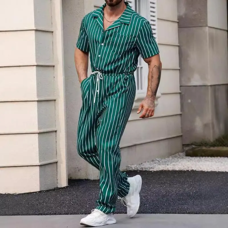 Men's Retro Casual Striped Short Sleeve Jumpsuit 19897248TO sold by Manly product image thumbnail 4