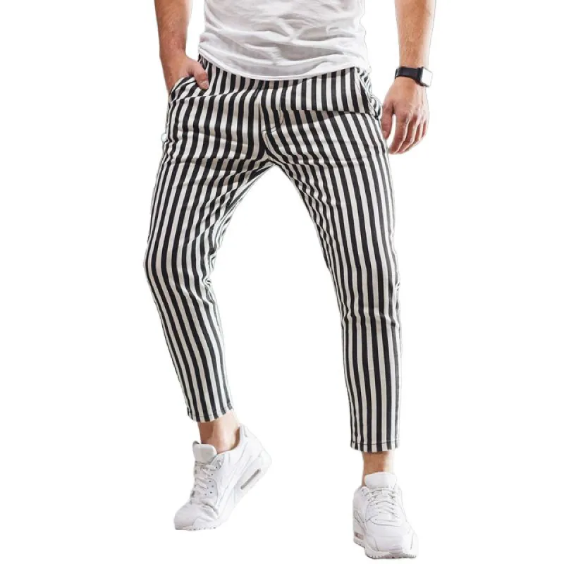 Men's Casual Striped Straight Pants 64813694Y sold by Manly