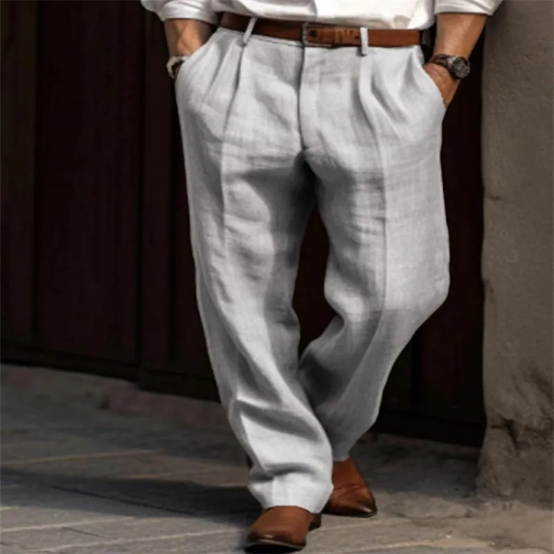 Men's Linen Solid Loose Casual Pants 41047953Z sold by Manly product image thumbnail 4