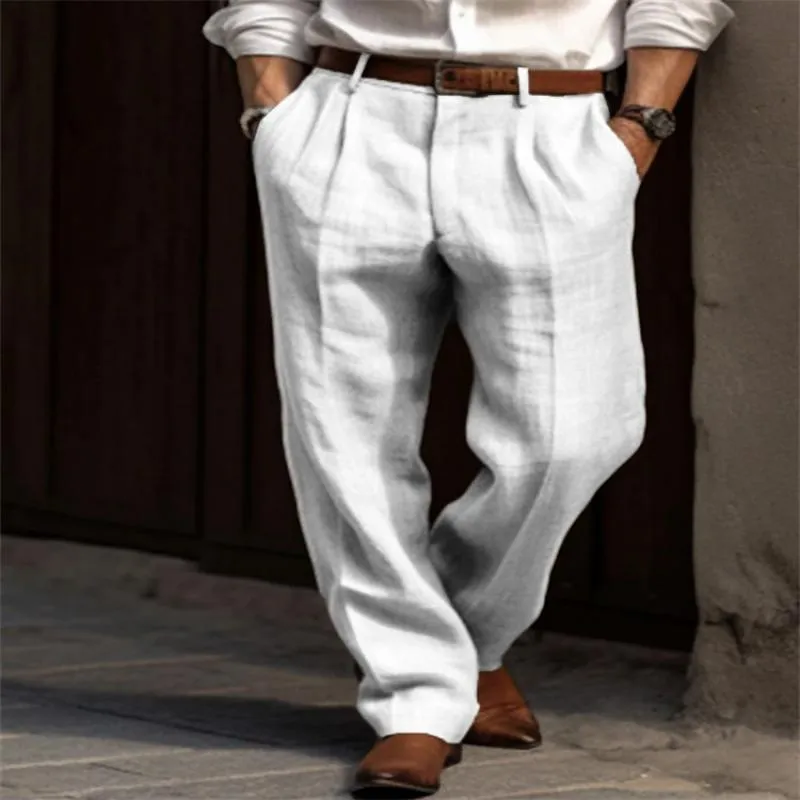Men's Linen Solid Loose Casual Pants 41047953Z sold by Manly product image thumbnail 2