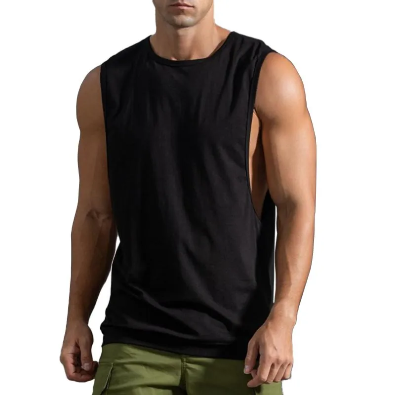 Men's Loose Solid Cooton Sports Tank Top 44374465Z sold by Manly