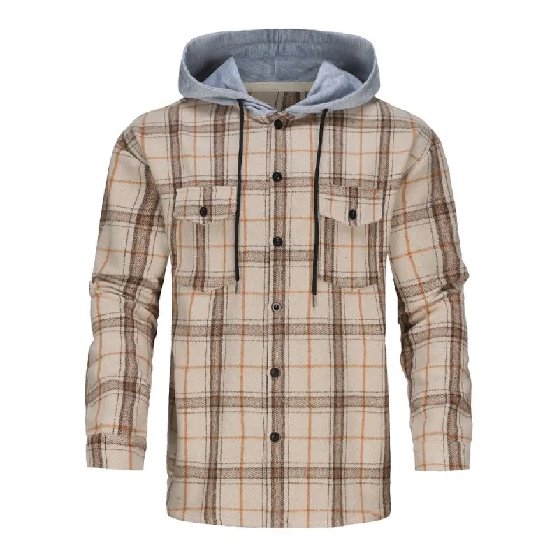 Men's Vintage Brushed Plaid Single Breasted Hoodie 33042873X sold by Manly